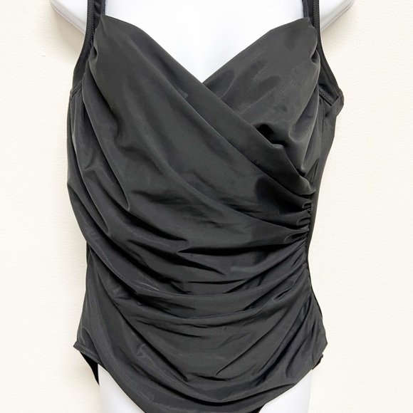 MIRACLESUIT Womens Plus Black Sanibel One Piece Sculpted Ruched Swimsuit Size 18 - Picture 3 of 12